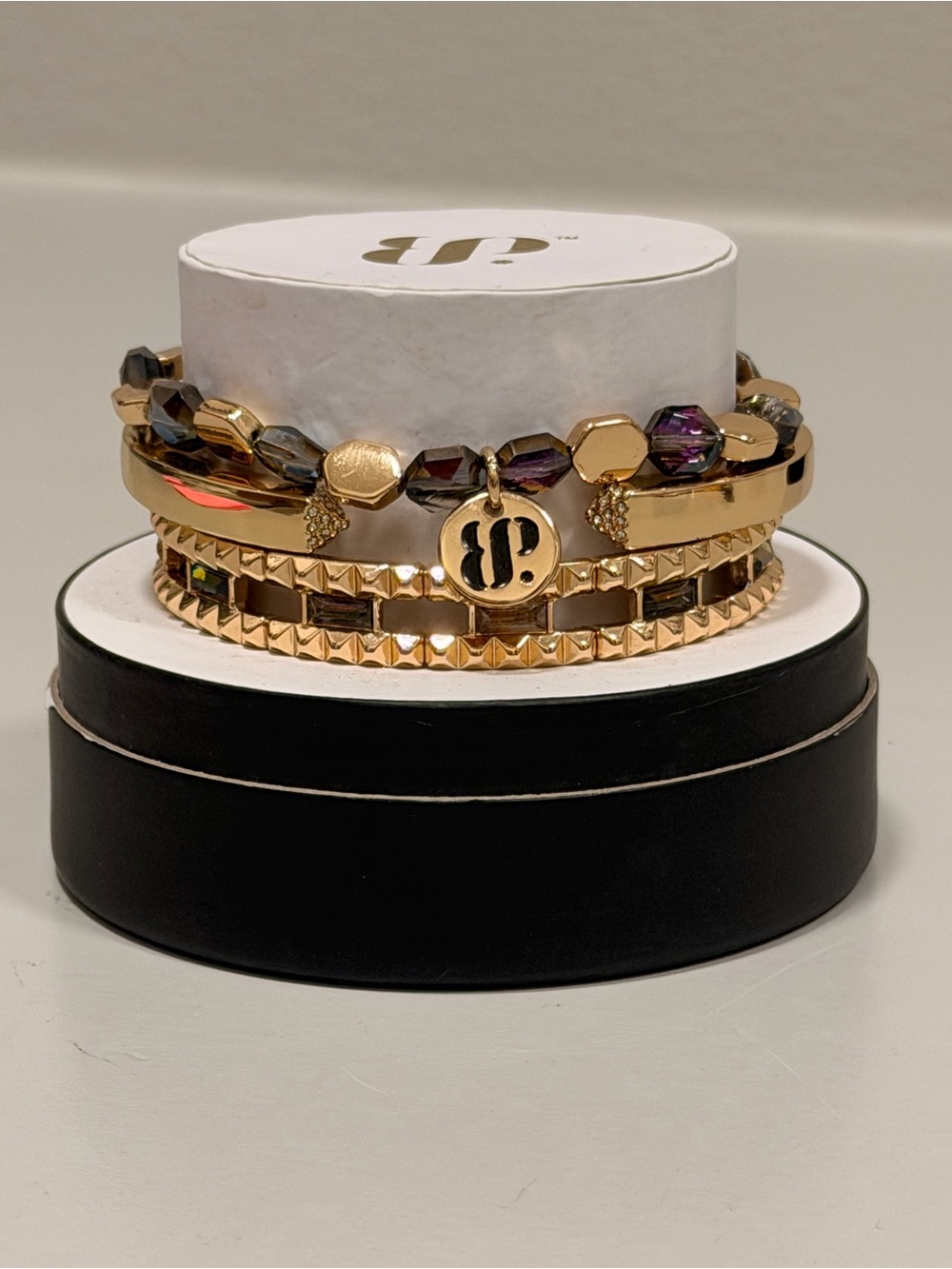 Bomb Party NWT! Gold Bracelet Set with Purple Beads “Cool Girl Era”
